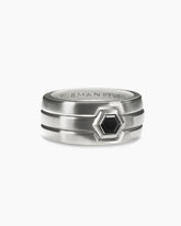 Nesting Band Ring in Platinum with Center Black Diamond, 10mm